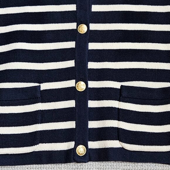 J. Crew Emilie Sweater Lady Jacket In Stripe XL Blue Ivory Cotton Office Casual - Picture 9 of 10
